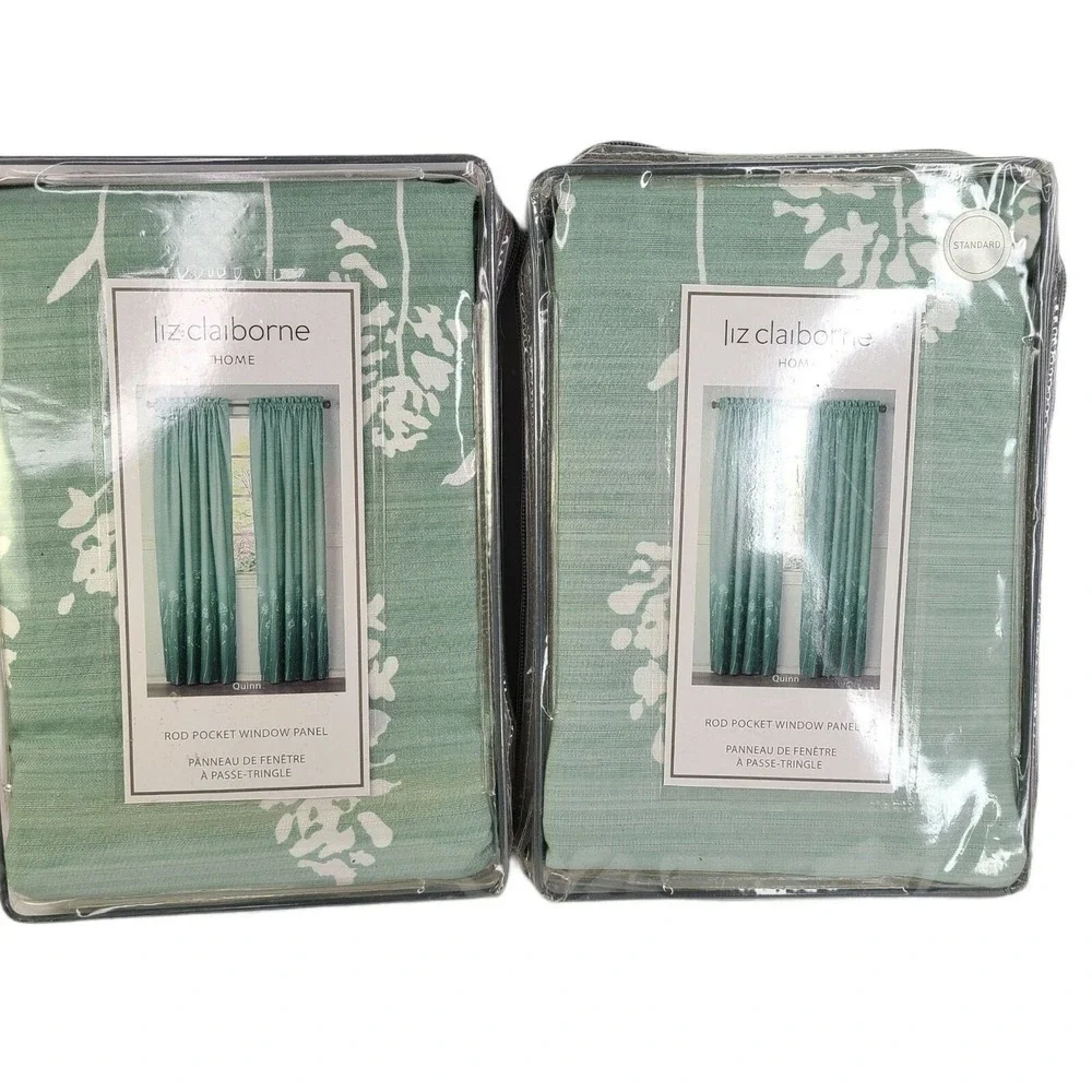 Liz Claiborne Curtains Window Panels Quinn Rod Pocket 54x84 Set of 2 Floral New